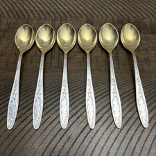 Vintage Soviet Gilded Melchior Teaspoons Set Of 6 Kolchuginsky Plant USSR 1960s picture