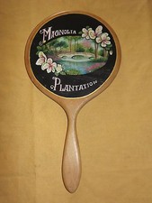 VINTAGE ARTIST DIAMOND MAGNOLIA PLANTATION HAND PAINTED VANITY HAND MIRROR picture
