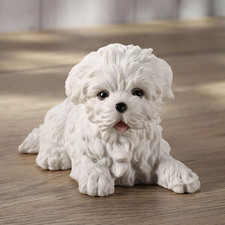 Maltese White Terrier Puppy Dog Animal Resin Figurine picture