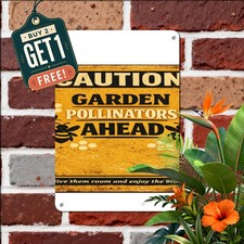 Caution Active Bees Metal Sign Honeycomb Rustic Apiary Tin Wall Plaque 8x12 picture