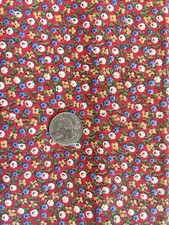Vintage Petite Floral Fabric Cotton Red 1 yd picture