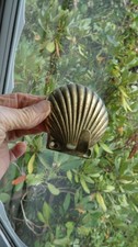 vintage brass shell door hook 2 3/4