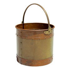 Antique English Copper & Brass Coal Bucket c.1890–1920 | Victorian Arts & Crafts picture