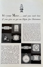 Vintage 1929 Elgin Watch Clock Christmas Gift Print Ad Chess Theme Your Move picture