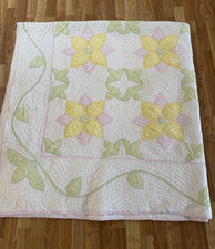 VTG Williams Sonoma Chambers Quilt Cotton Floral Pink Yellow Green 82