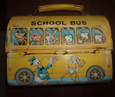 Vintage 1960s Walt Disney School Bus Metal Lunch Box picture