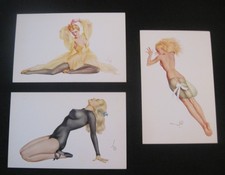 3 1940s Vargas Girl Esky Card Postcard Pinups picture