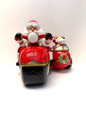 Fitz & Floyd LARGE Harley Santa Claus Motorcycle Sidecar Cookie Jar Figurine picture