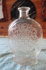VTG Schenley Clear Embossed Glass Oval Shaped Bottle/Decanter NO Stopper 9