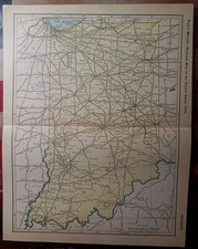 ~1904 Vintage Railroad Map INDIANA all Lines Trains & Depots marked 11