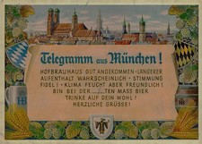 Munich Germany Hofbrauhaus Telegram Beer Stein Vintage Postcard picture