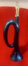 Vintage Blown Glass Horn Blue Christmas Ornaments West Germany 5 1/2” picture