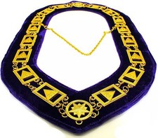 NEW 33rd Degree Masonic Chain Collar Scottish Rite Jewel Regalia Purple Velvet picture