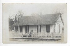 Antique Postcard Rural Wooden House With Porch Farmhouse Kids Picket Fence RPPC picture