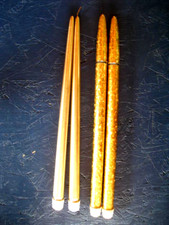 2 PR MCM Gold Metal Butane Burning Taper Candles Christmas 15