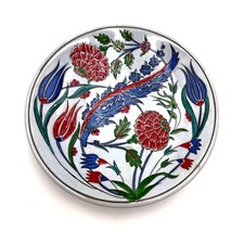 Classic Turkish Iznik Pottery Plate Hand Painted Floral Ottoman Design picture