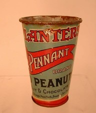 RARE Vintage Planters Mr. Pennant Brand Peanut 5 Cent Tin Litho Scoop Cup picture