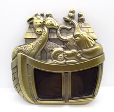 Vintage Noah’s Ark Photo Frame Connoisseur Brand Brass Tone Animal Design picture