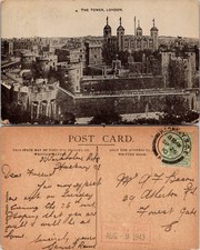 Tower of London Postcard Vintage 1943 Used Real Photo Antique London Postcard picture