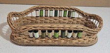 Woven Wicker Sewing Basket/ Tray With Wood Bottom Handmade 12.5
