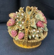 Jane Hutcheson Gorham Fleurs des Siecles Enameled Metal Strawberry Flower Basket picture