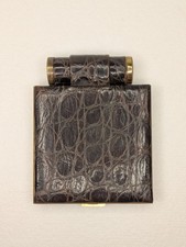 Vintage 1940s Mary Dunhill Cleaview Compact & Lipstick Holder Alligator Skin picture