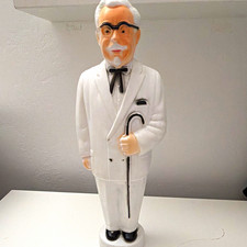 Colonel Sanders KFC Promotional Plastic Piggy Coin Bank Figure Made in Canada picture