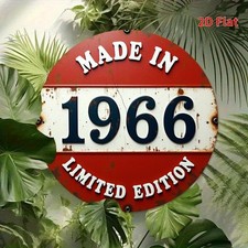 1pc 1966 Limited Edition Round Metal Sign - Vintage 