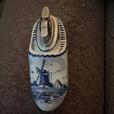 Vintage Blue and White Ceramic Dutch Clog Lighter picture