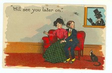 VTG-WILL SEE YOU LATER ON-COUPLE-PM1908-JULIUS BIEN 1907-COMIC-(115-31) picture