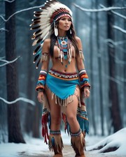 GORGEOUS YOUNG NATIVE AMERICAN LADY TRADITIONAL CLOTHING 8X10 FANTASY PHOTO picture
