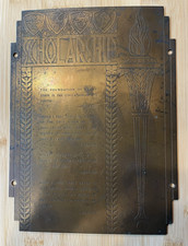 Vintage Heavy Solid Brass Scholarship Plaque Webster Diogenes Emerson Addison picture