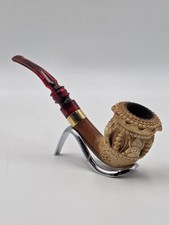 Antique C1920 Turkish Meerschaum Tobacco Pipe Hand Carved Figural Lucite Stem. picture