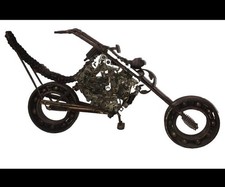 RARE OOAK Vintage Weld Art Sculpture Figurine Chopper Motorcycle 22” picture