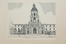 Pasadena City Hall (Pasadena, CA) Lithograph Print By Herbert Nikirk picture