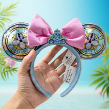 Disney- Parks Loungefly Princess Stained Glass Cinderella Minnie Ears Headband picture