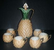 Antique Lusterware Schnapps Set RARE Germany Pineapple Never Used Gorgeous  picture
