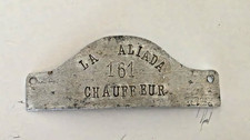 ANTIQUE CHAUFFEUR LA ALIADA Company 161 UNIFORM BADGE 1930s BATISTA MACHADO ERA picture