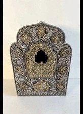 Antique Tibetan Gilt and Silvered Copper Shrine (Ghau), 西藏鎏金及白銀合金捶揲“八吉祥”大嘎烏盒 picture