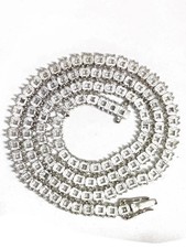 Square Blanks Setting Semi Mountings Tennis Necklace 14k White Gold Plated 18'' picture