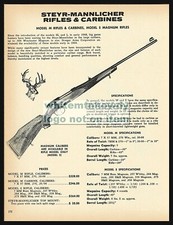 1973 STEYR-MANNLICHER Model M Rifle & Carbine S Magnum Rifle PRINT AD picture