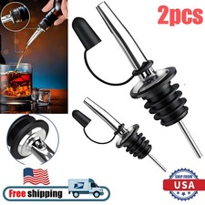 2Pcs Liquor Pour Spout Stainless Steel Classic Bottle Pourers with Rubber USA picture