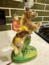 Vintage 1950's Roy Rogers & Trigger Chalkware Table Lamp  picture