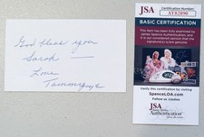 Tammy Faye Bakker Signed Autographed 3x5 Card JSA Cert Televangelist PTL Jim 2 picture