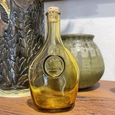 Vintage Wheaton Light Amber Glass Bottle Embossed Crown Medallion 5.5