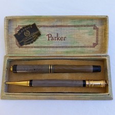 1926-29 PARKER Lucky Curve Pastel Mauve Fountain Pen Mechanical Pencil Set picture