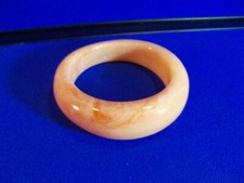 Bangle Bracelet Statement Chunky Asymmetrical Marbled Coral Peach vtg Retro Mod picture