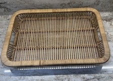 Vtg 50’s~Handwoven Rattan Serving Tray~Midcentury Scandinavian Modern~ 19”x14” picture