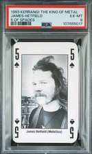 1993 KERRANG THE KING OF METAL PLAYING CARDS JAMES HETFIELD 5 OF SPADES PSA 6 picture