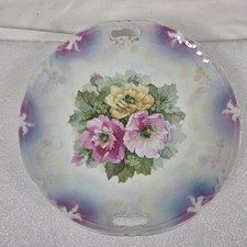 VTG  Bavaria Floral Luster ware Cake Plate Germany Handled  picture